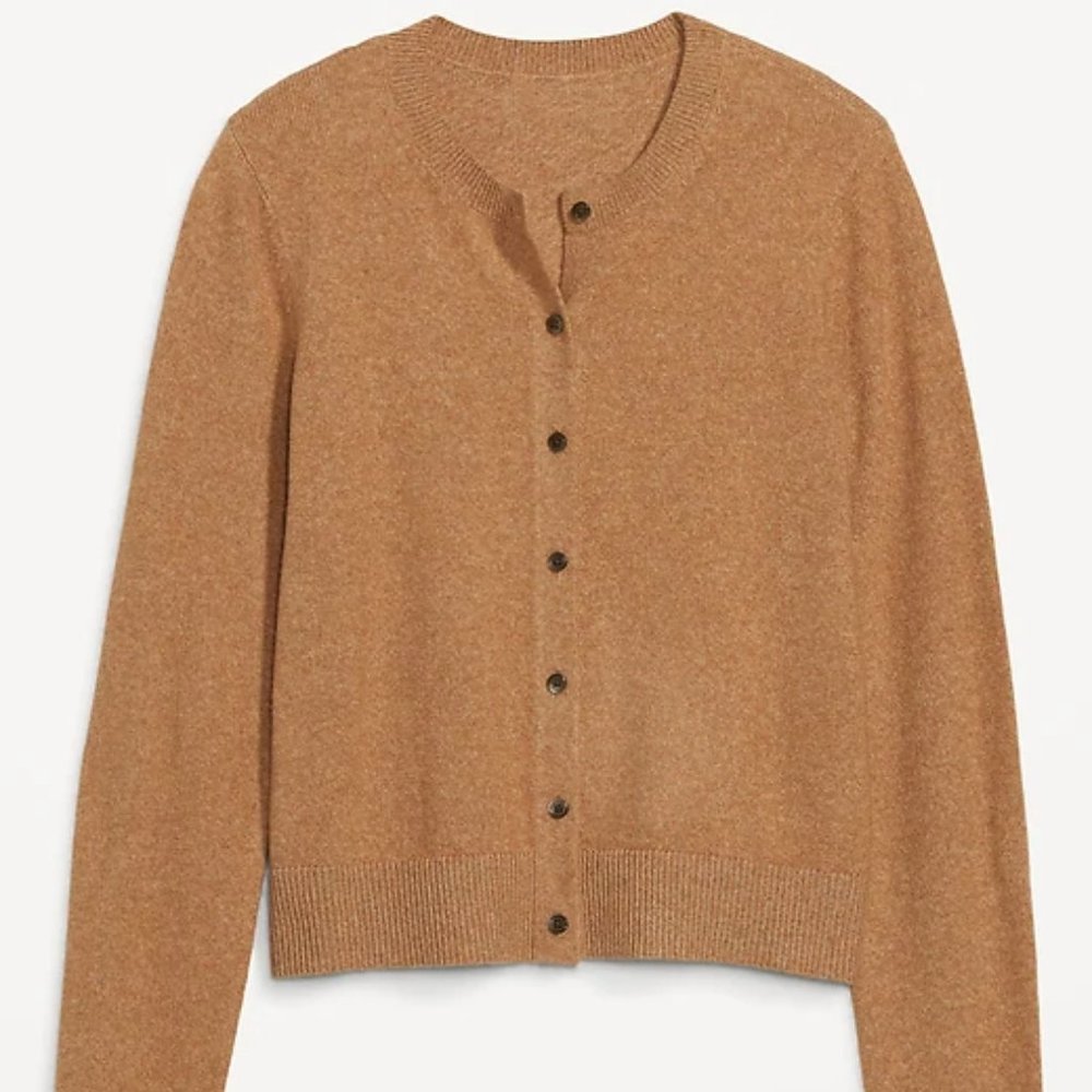 Old Navy SoSoft Cropped Cardigan Sweater, Light Brown Heather M, NWT